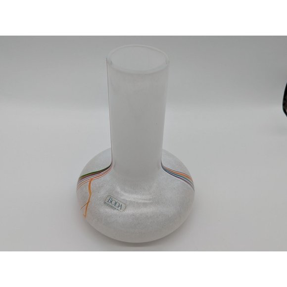 Kosta Boda Signed Bertil Vallien 80s "Rainbow Series" Stripe Glass Vase Flowers - Picture 10 of 15